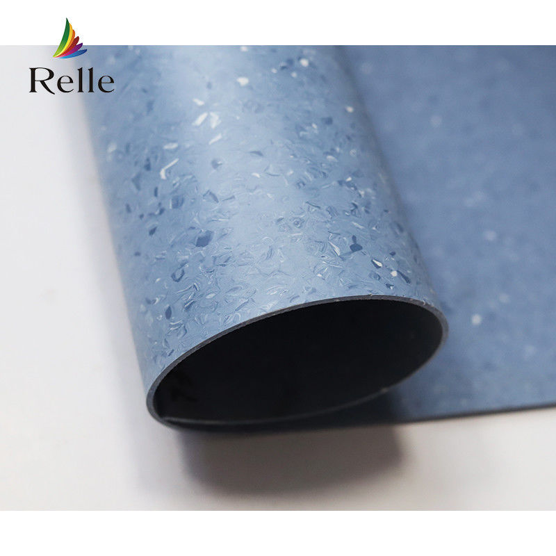 Relle สีฟ้าและสีขาว Granite โฮโมเจนติ แอนติแบคทีเรีย ไวนิล พื้นไม้ Roll ด้วย PUR Coating