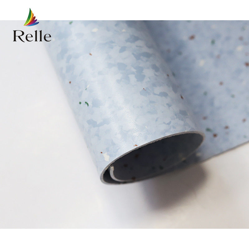 Relle สีฟ้าและสีขาว Granite โฮโมเจนติ แอนติแบคทีเรีย ไวนิล พื้นไม้ Roll ด้วย PUR Coating