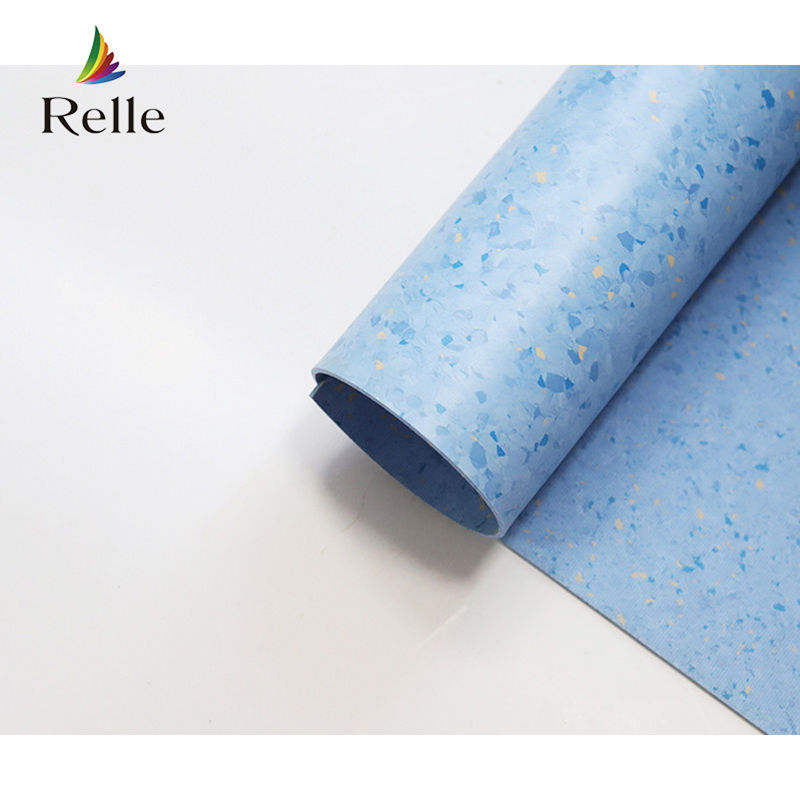 Relle สีฟ้าและสีขาว Granite โฮโมเจนติ แอนติแบคทีเรีย ไวนิล พื้นไม้ Roll ด้วย PUR Coating