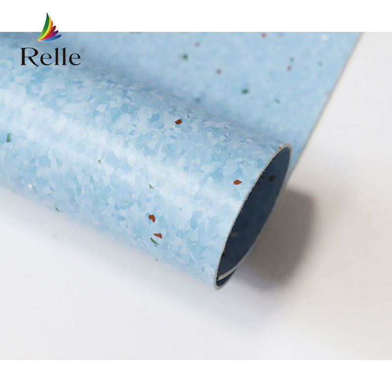 Relle สีฟ้าและสีขาว Granite โฮโมเจนติ แอนติแบคทีเรีย ไวนิล พื้นไม้ Roll ด้วย PUR Coating