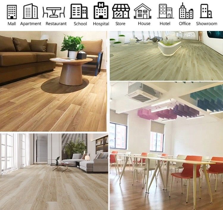 20m PVC Oak ไวนิล พื้นไม้ Roll พื้นวินิลแบบไม่เหมือนกัน สําหรับโรงเรียนอนุบาล