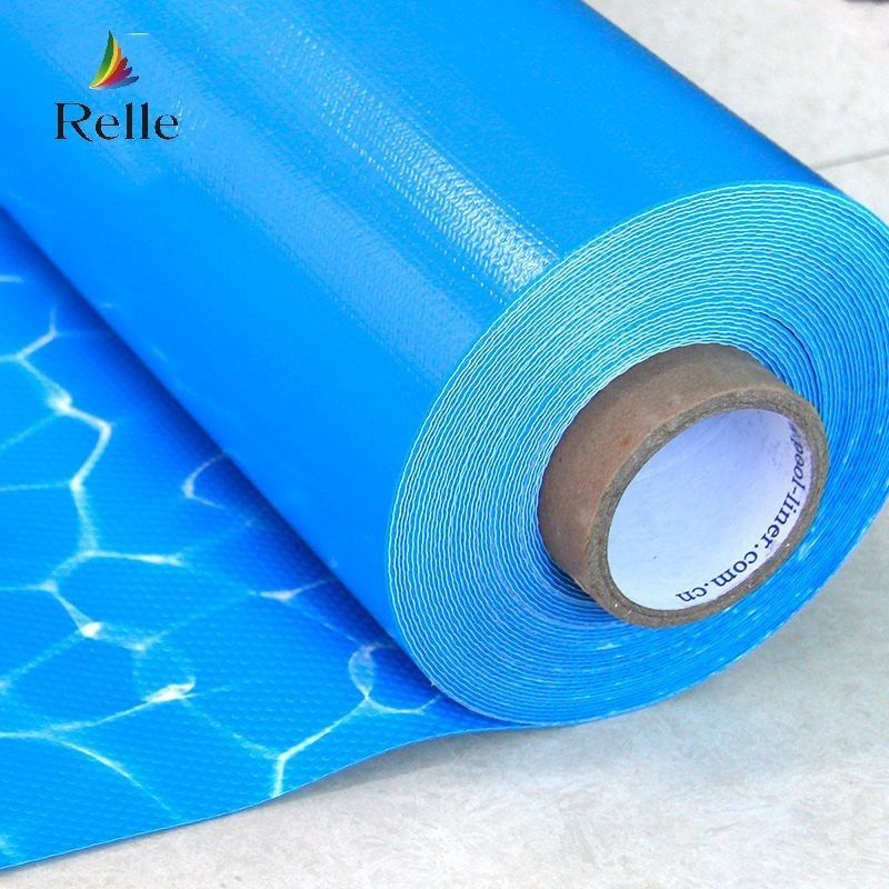 มหาสมุทรสีฟ้า PVC Pool Liner Anti UV 1.5mm 1.2mm เสริม PVC Liner สําหรับสระว่ายน้ํา