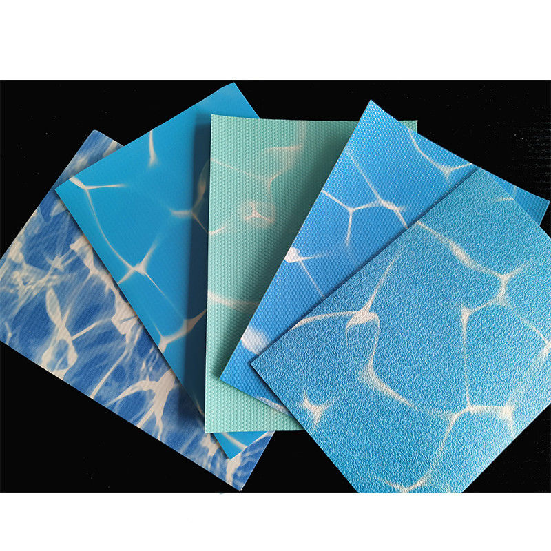 มหาสมุทรสีฟ้า PVC Pool Liner Anti UV 1.5mm 1.2mm เสริม PVC Liner สําหรับสระว่ายน้ํา