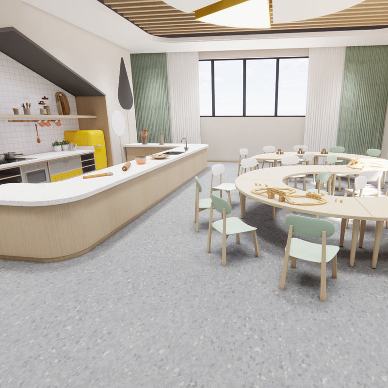 โครงการการค้าเกรด Homogeneous Flooring ฟอร์มัลเดฮีดฟรีและกันน้ําสําหรับบริเวณที่มีการจราจรมาก