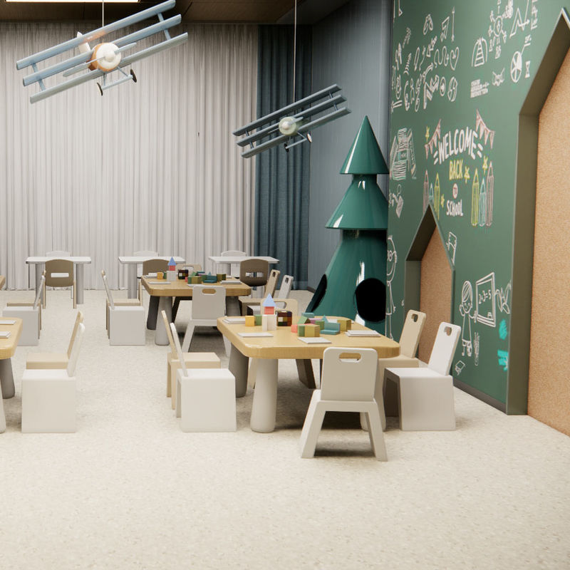 โครงการการค้าเกรด Homogeneous Flooring ฟอร์มัลเดฮีดฟรีและกันน้ําสําหรับบริเวณที่มีการจราจรมาก