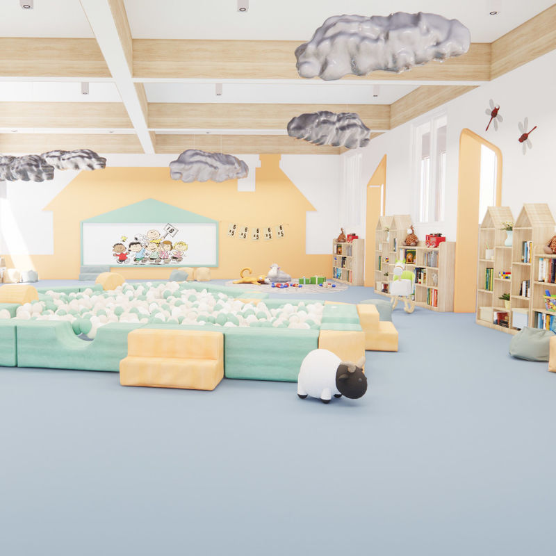 แผ่นพื้นแบบไม่เท่าเทียมกัน แผ่นพื้น PVC ปรับปรุงง่าย ทนทานคราบสูง สําหรับพื้นที่พาณิชย์ที่มีการออกแบบแบบอย่างน้อย