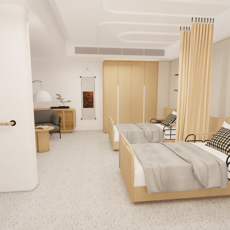 พื้นไวนิลชนิดเดียวกันแบบทำความสะอาดง่าย ต้านจุลชีพ Lumina Health/Infinity สำหรับบ้านพักคนชรา