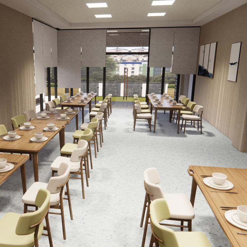 พื้นแบบสมบูรณ์แบบที่สะดวกต่ออายุสําหรับบ้านผู้สูงอายุ