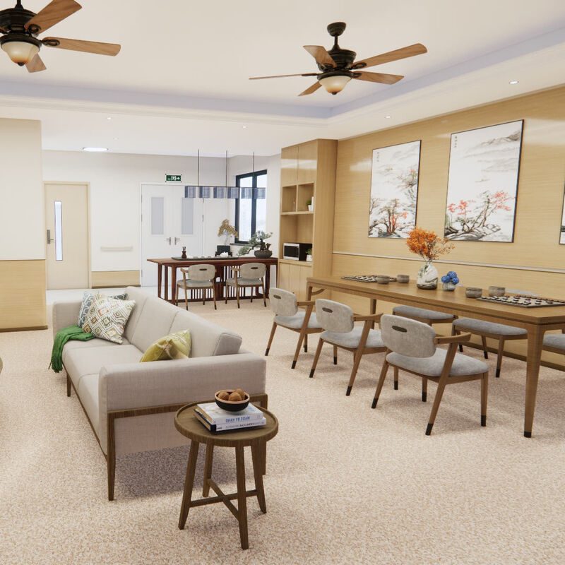 พื้นแบบเดียวกันที่ทนต่อแรงกระแทกที่มีพื้นที่กันรอยขีดข่วน สําหรับห้องผู้ป่วยในบ้านผู้สูงอายุ